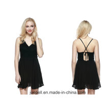 Sexy V-Neck Backless Cross Braces Chiffon Women Robe de bal gratuite